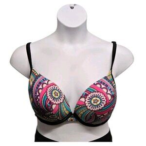 Cacique Underwire Bra Womens Size 40DD Mod Floral Print Light Padding